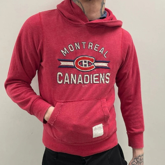 🏒 Youth XL Montreal Canadiens Red Hoodie Sweater by The Original Retro Brand 🏒 - Picture 2 of 12